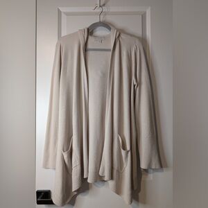 Barefoot Dreams CozyChic Ultra Lite Hooded Seashore Cardigan Light Beige Size M